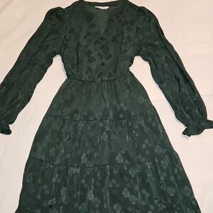 Chic Forest Green Long Sleeve Dress